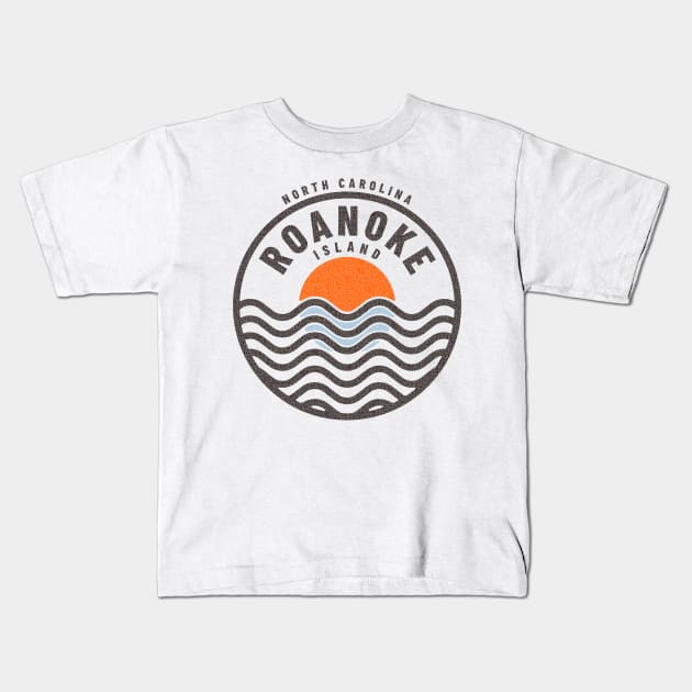 Roanoke Island, NC Summertime Vacationing Sunrise Waves Kids T-Shirt by Contentarama